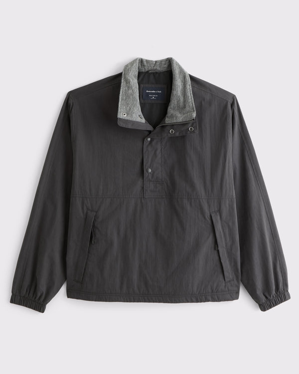 Abercrombie & Fitch Mock Neck Half-Snap Jacket