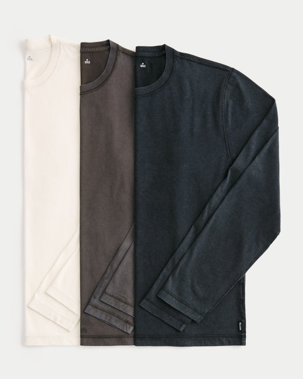 Hollister Long-Sleeve Layering Crew T-Shirt 3-Pack