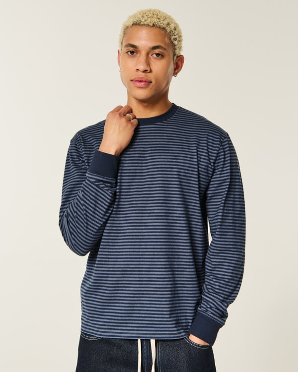 Hollister Relaxed Cotton Long-Sleeve Striped Tee