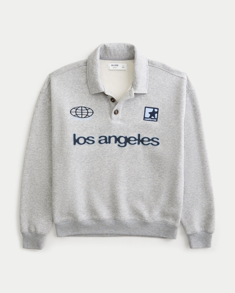 Hollister Boxy Los Angeles Graphic Rugby Sweatshirt
