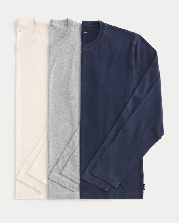 Hollister Long-Sleeve Layering Crew T-Shirt 3-Pack