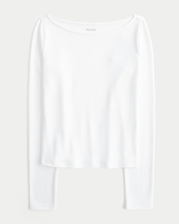 Hollister Soft Stretch Seamless Fabric Slash-Neck Top