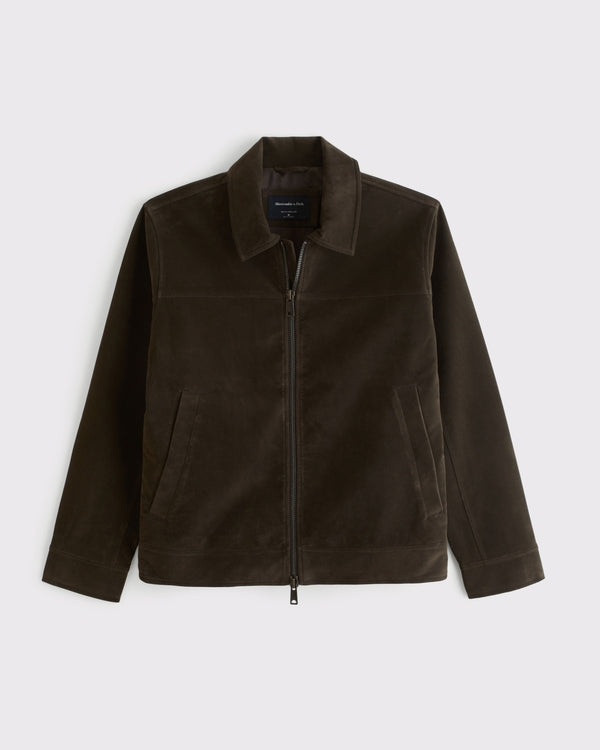Abercrombie & Fitch Easy Vegan Suede Zip Trucker Jacket