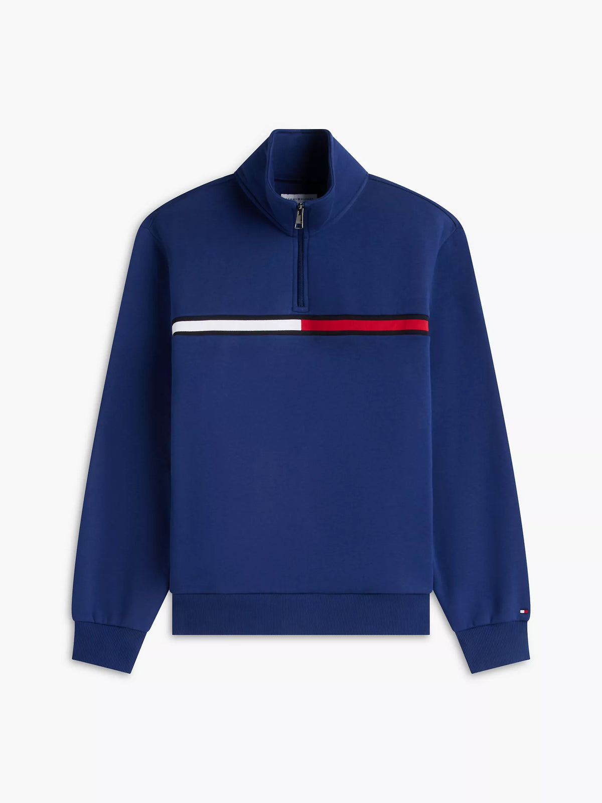 Tommy Hilfiger Flag Stripe Logo Quarter-Zip Sweatshirt