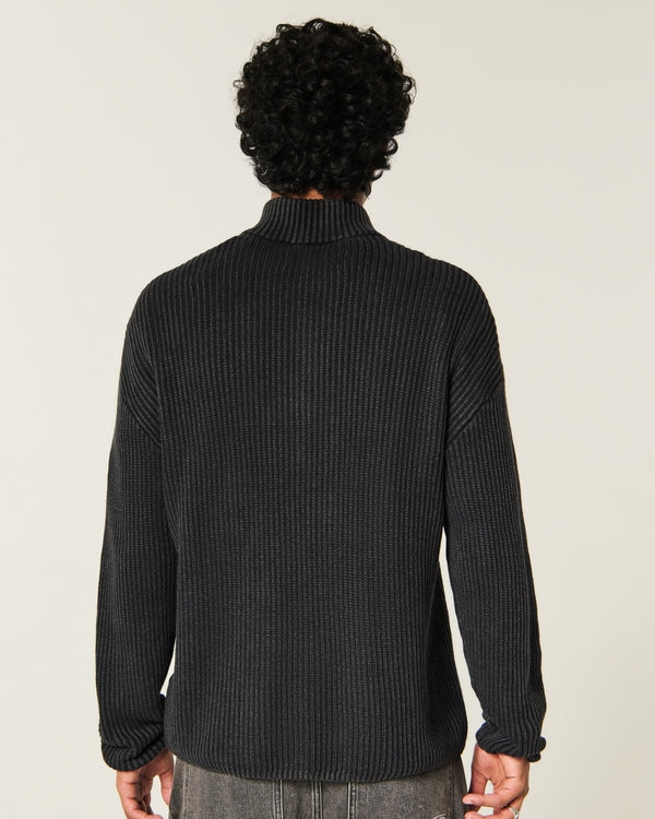 Hollister Boxy Heavyweight Washed Quarter-Zip Sweater