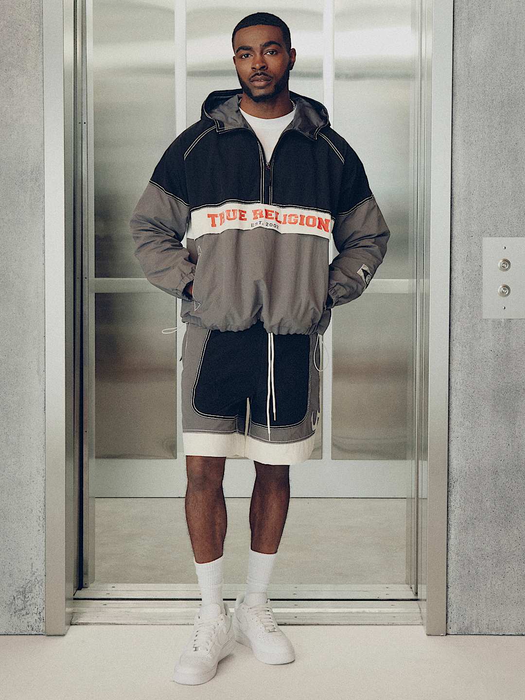 True Religion colorblock big t nylon anorak jacket