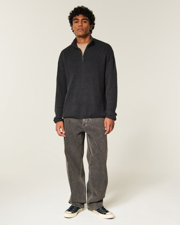 Hollister Boxy Heavyweight Washed Quarter-Zip Sweater