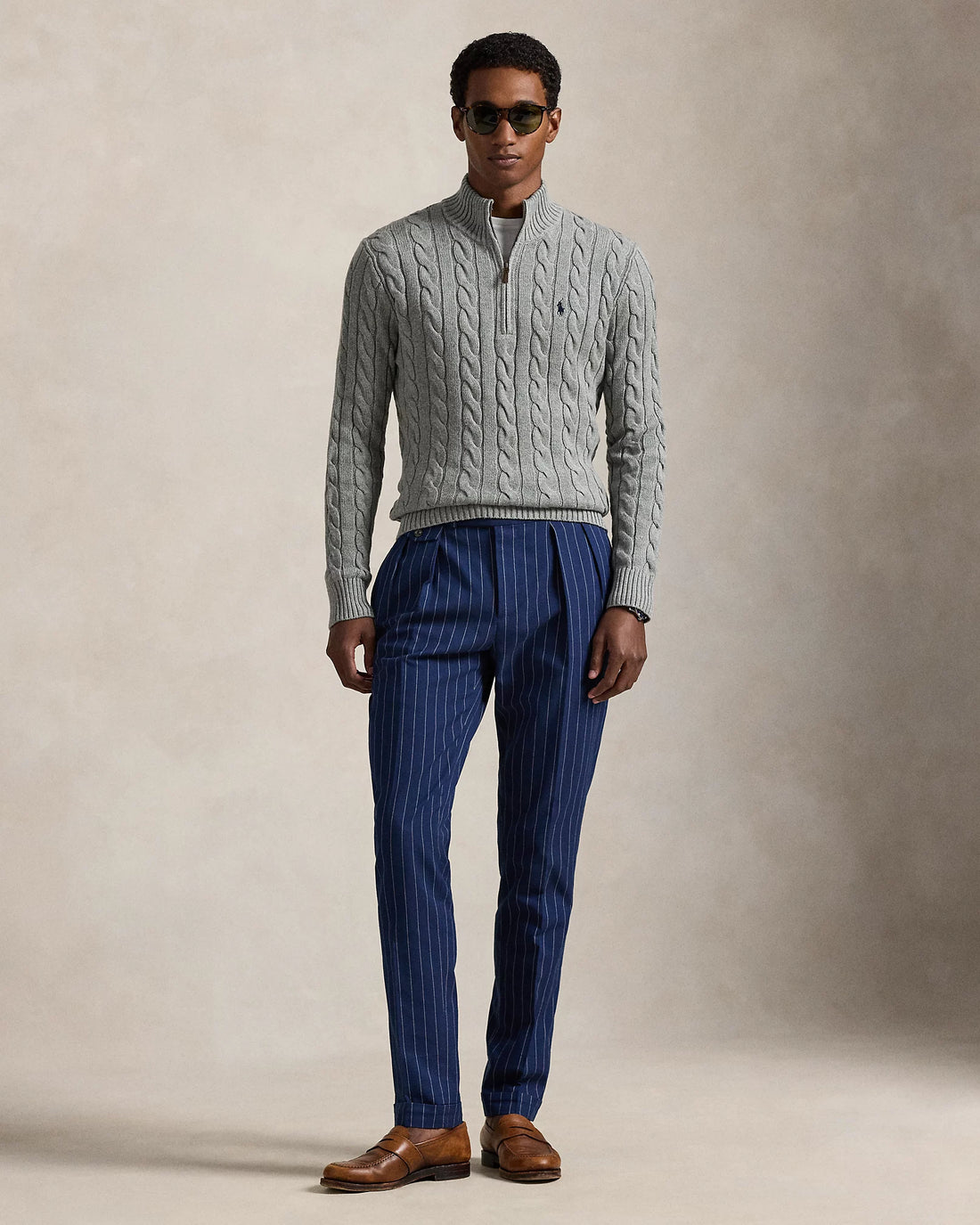 Ralph Lauren Cable-Knit Cotton Quarter-Zip Sweater