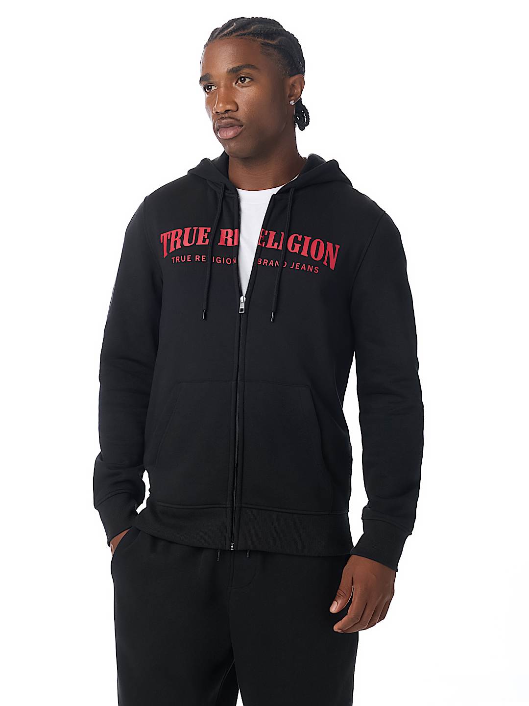 True Religion stitch logo zip hoodie