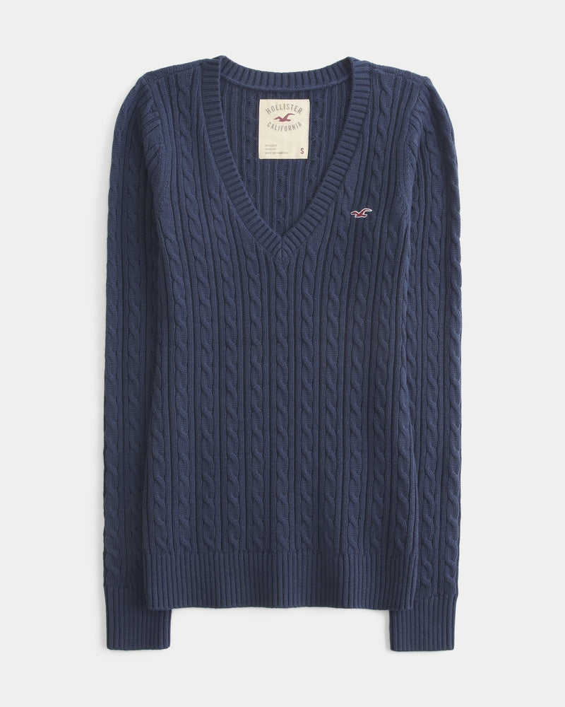 Hollister Ivy Cable-Knit V-Neck Sweater