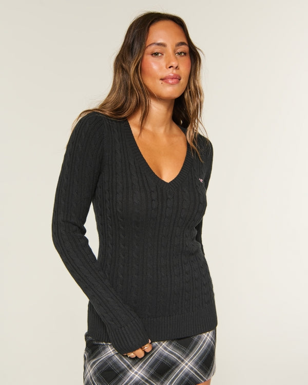 Hollister Ivy Cable-Knit V-Neck Sweater