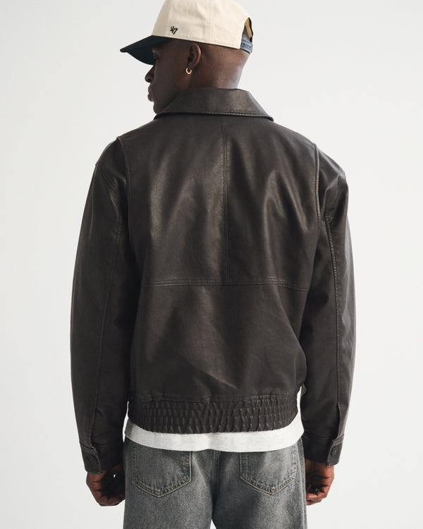 Abercrombie & Fitch Vegan Leather Bomber Jacket