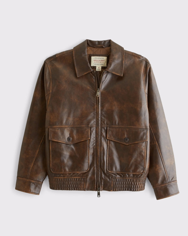Abercrombie & Fitch Vegan Leather Bomber Jacket
