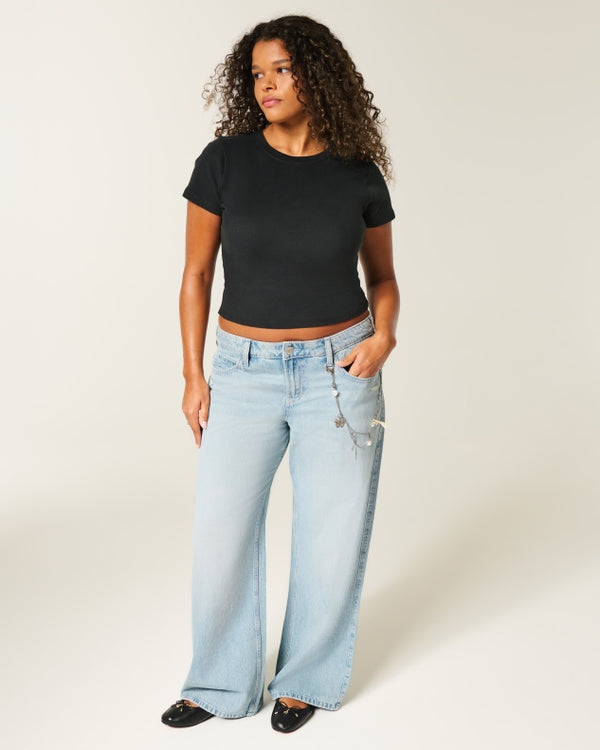 Hollister Low-Rise Medium Wash Baggy Jeans