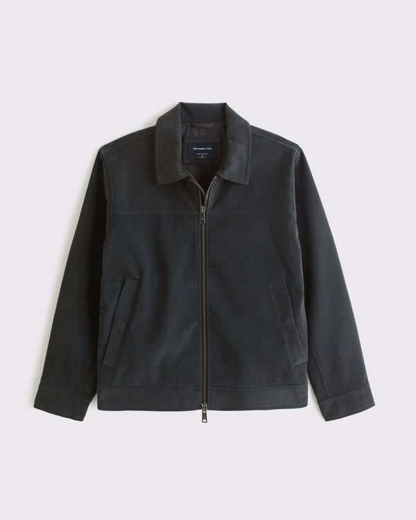 Abercrombie & Fitch Easy Vegan Suede Zip Trucker Jacket