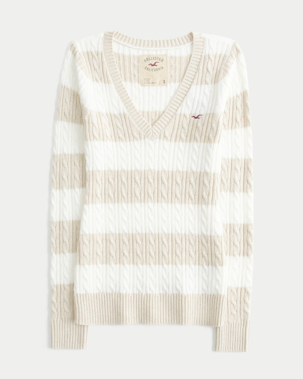 Hollister Ivy Cable-Knit V-Neck Sweater