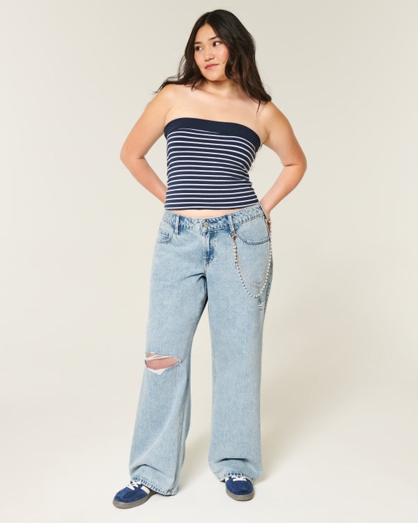 Hollister Low-Rise Medium Wash Baggy Jeans