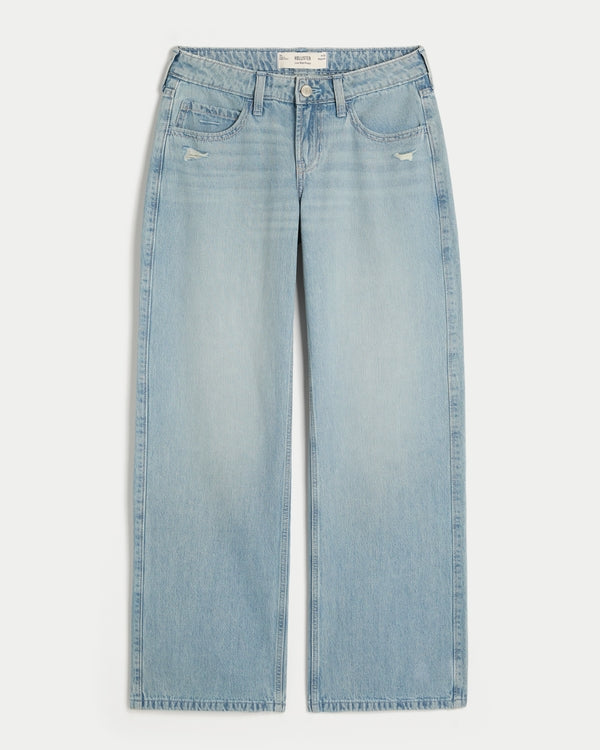 Hollister Low-Rise Medium Wash Baggy Jeans
