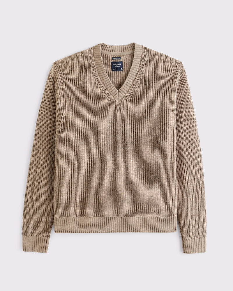 Abercrombie & Fitch 100% Cotton Rib V-Neck Sweater