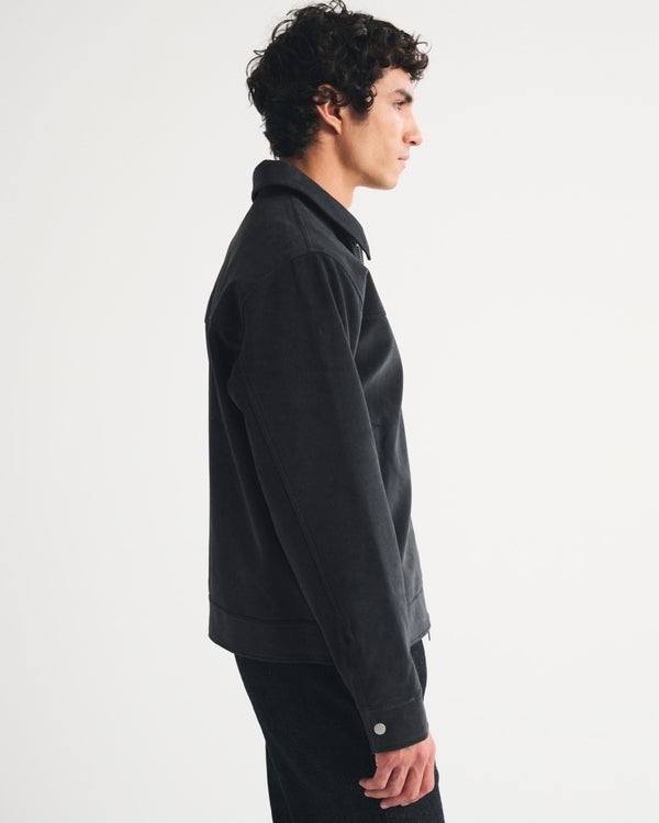 Abercrombie & Fitch Easy Vegan Suede Zip Trucker Jacket
