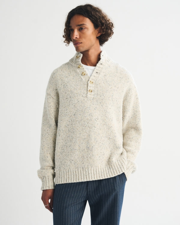 Abercrombie & Fitch Henley Mock Neck Sweater