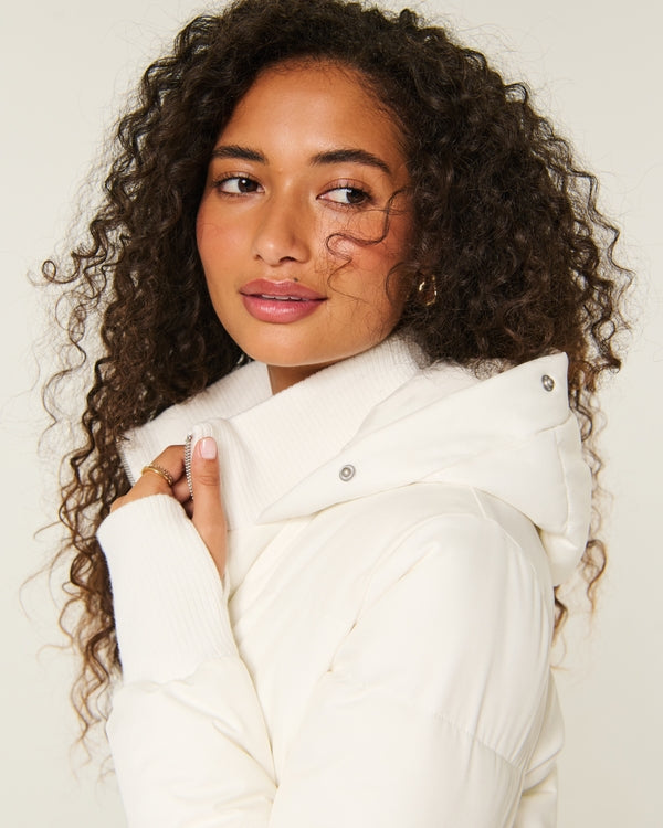 Hollister Peyton Faux Fur Trim Puffer Jacket