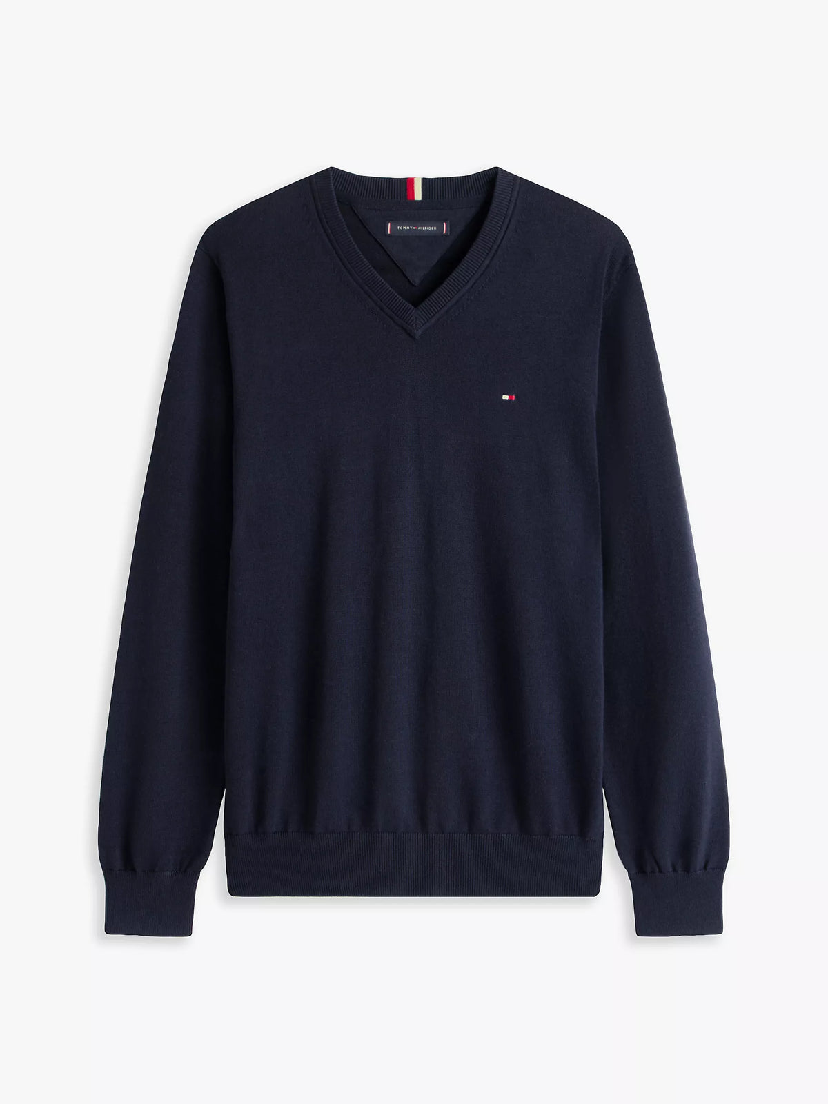 Tommy Hilfiger Solid Logo V-Neck Sweater