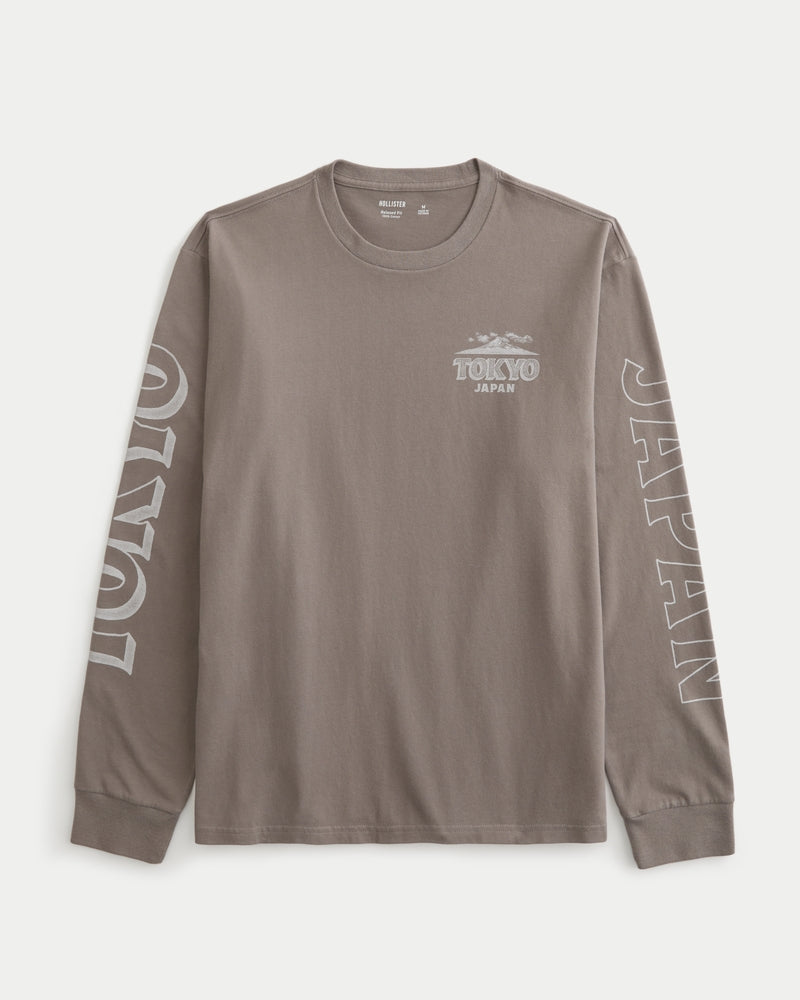 Hollister Relaxed Cotton Long-Sleeve Striped Tee