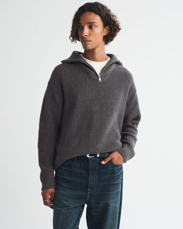 Abercrombie & Fitch 100% Cotton Fold Down Collar Quarter-Zip Sweater