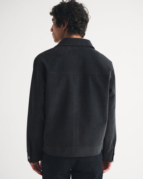 Abercrombie & Fitch Easy Vegan Suede Zip Trucker Jacket