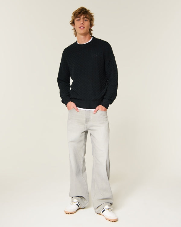 Hollister Boxy Textural Logo Crew Sweater