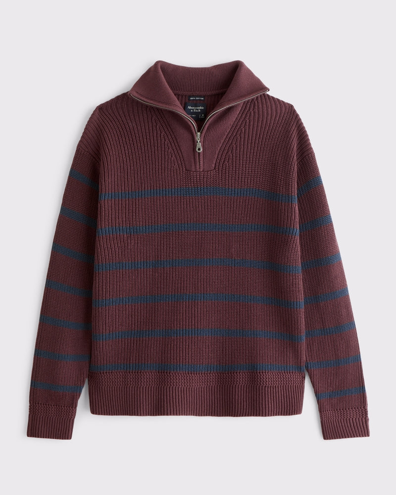 Abercrombie & Fitch 100% Cotton Fold Down Collar Quarter-Zip Sweater