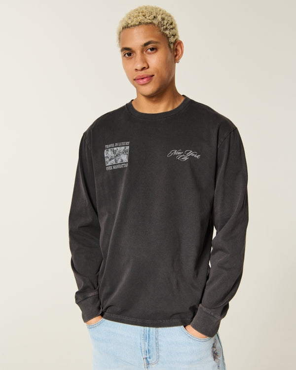 Hollister Relaxed Cotton Long-Sleeve Striped Tee