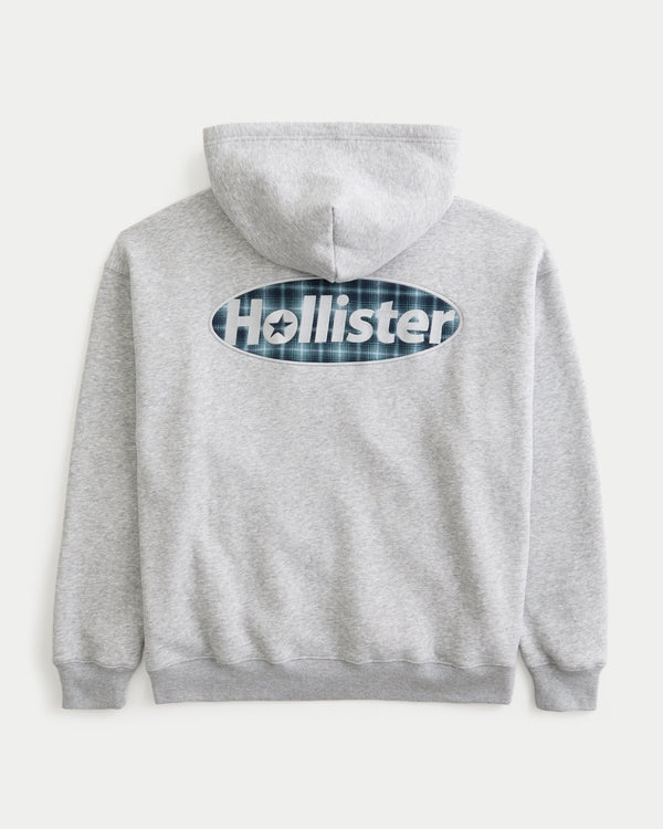 Hollister Boxy Zip-Up Logo Graphic Hoodie