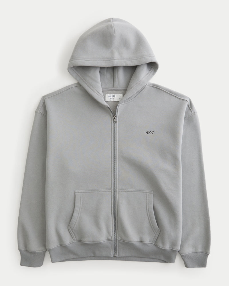 Hollister Boxy Zip-Up Icon Hoodie