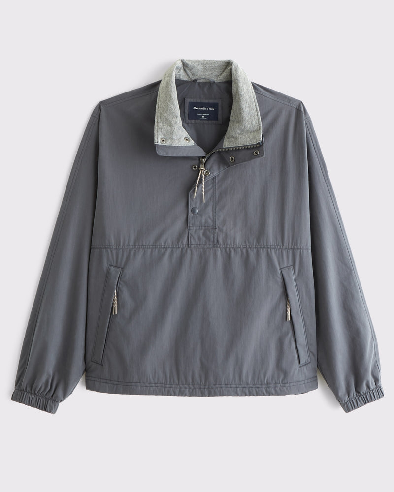 Abercrombie & Fitch Mock Neck Half-Snap Jacket