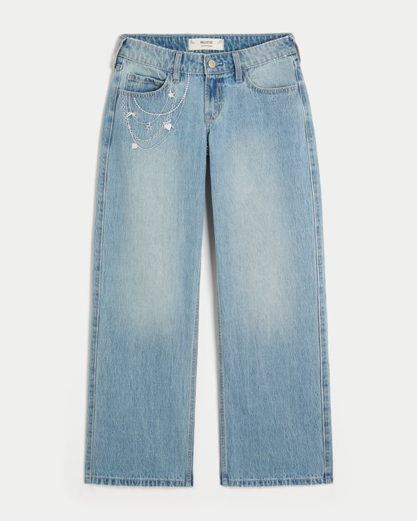 Hollister Low-Rise Medium Wash Baggy Jeans
