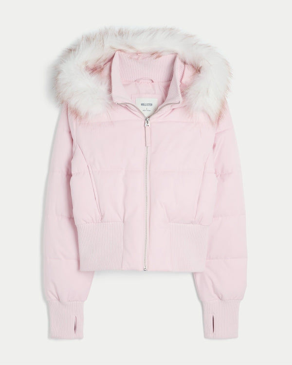 Hollister Peyton Faux Fur Trim Puffer Jacket