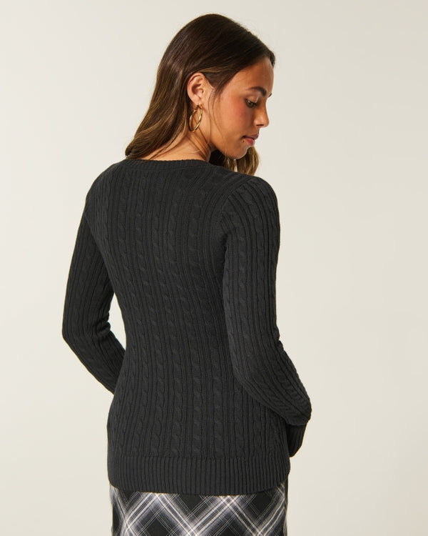 Hollister Ivy Cable-Knit V-Neck Sweater