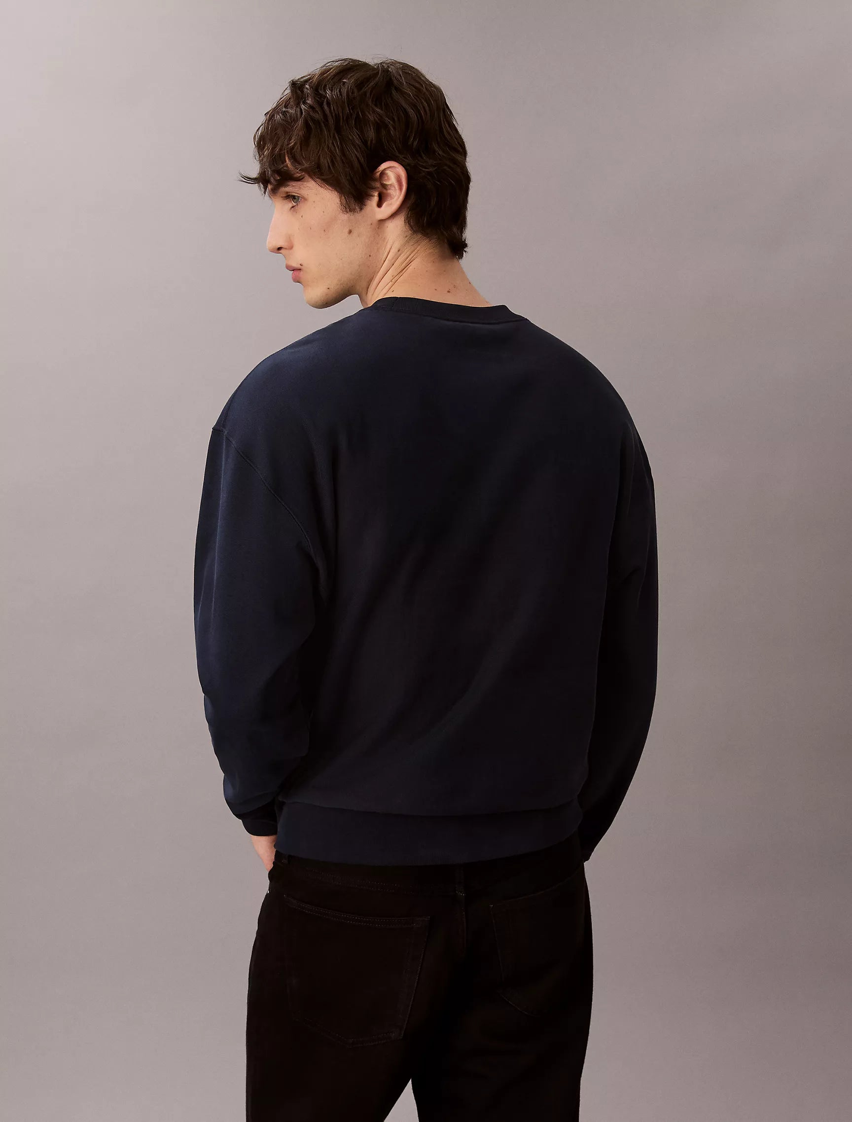 Calvin Klein Premium Terry Monogram Logo Relaxed Sweatshirt