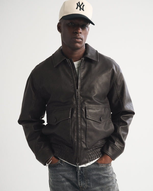 Abercrombie & Fitch Vegan Leather Bomber Jacket