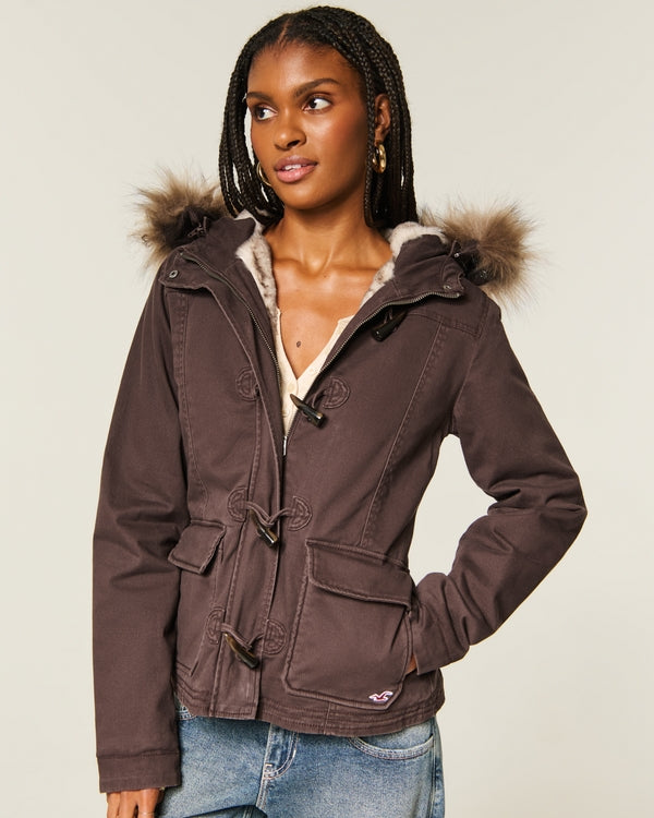 HOLLISTER Faux Fur-Lined Toggle Jacket