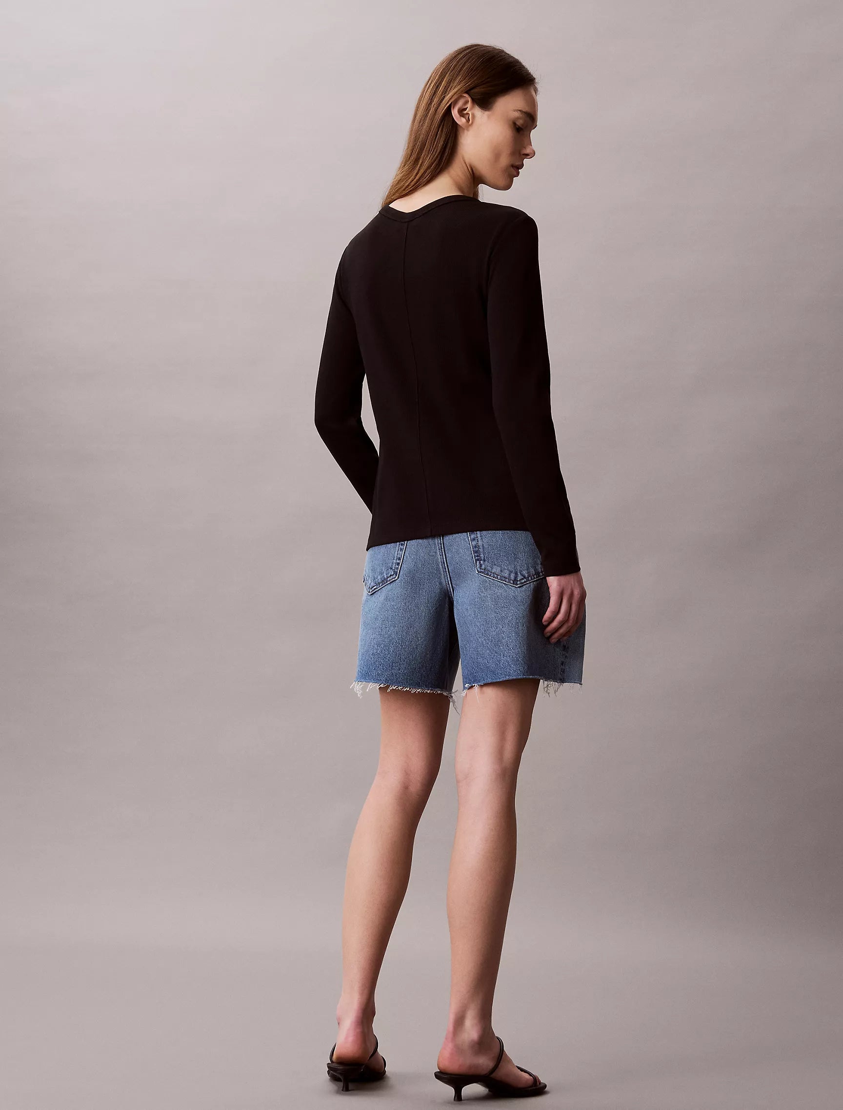 Calvin Klein Woven Monologo Fine Rib Slim Cardigan