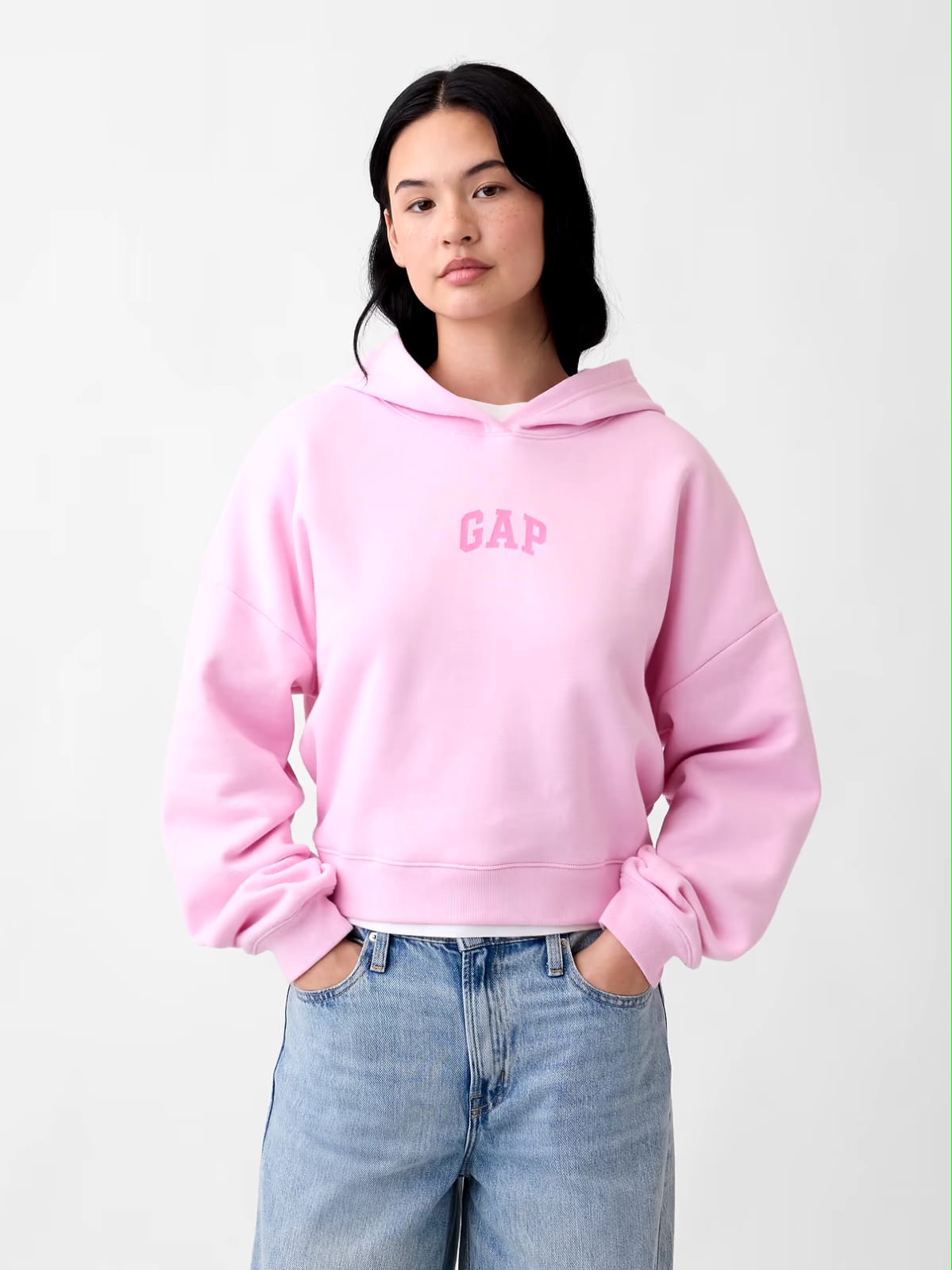 Gap Relaxed Mini-Logo Cropped Hoodie