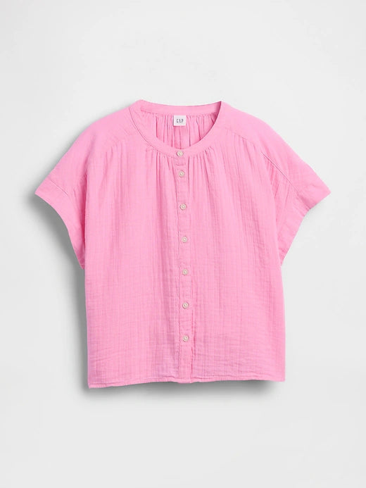 Gap Relaxed Button-Up Gauze Top