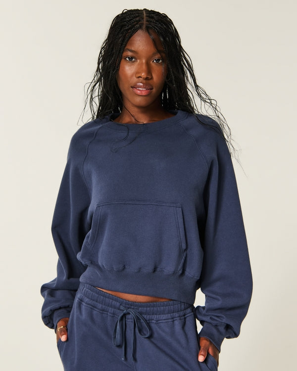 Hollister Cotton Collection Classic Raglan Crew Sweatshirt
