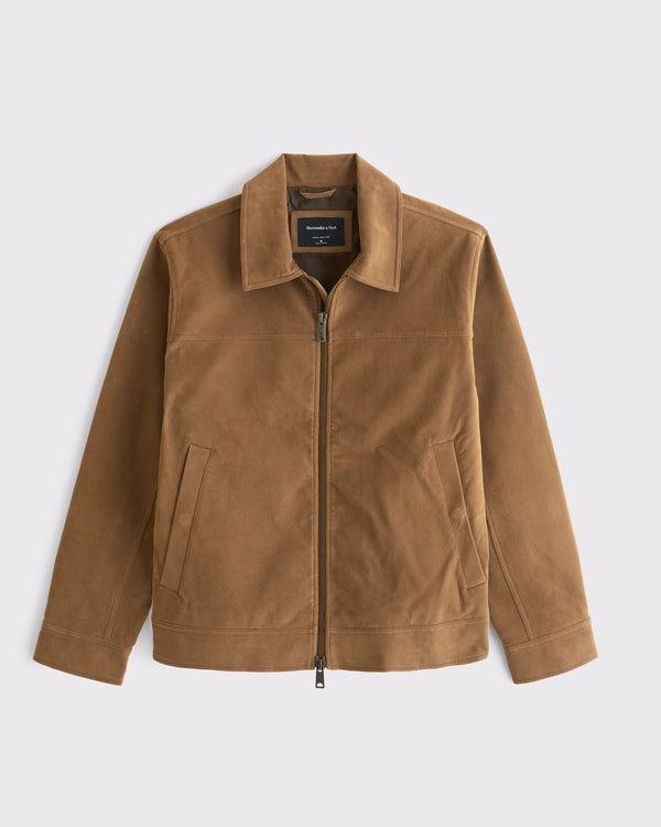 Abercrombie & Fitch Easy Vegan Suede Zip Trucker Jacket