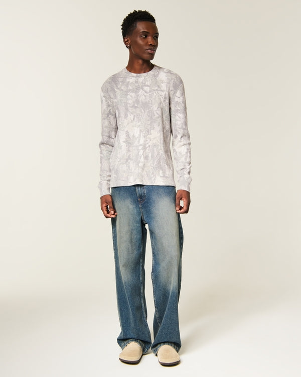 Hollister Relaxed Long-Sleeve Camo Thermal Crew Shirt