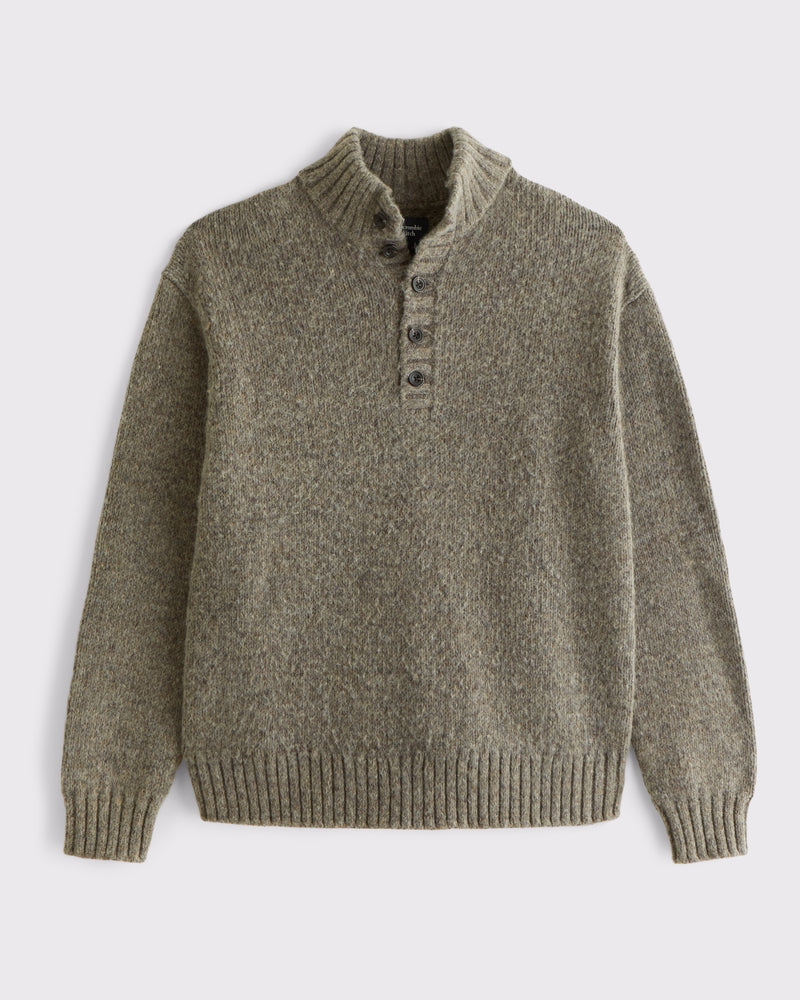 Abercrombie & Fitch Henley Mock Neck Sweater