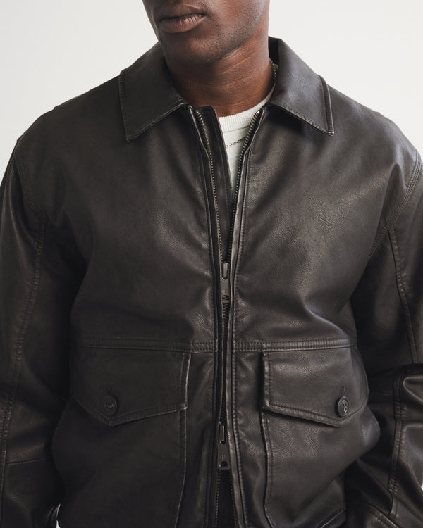 Abercrombie & Fitch Vegan Leather Bomber Jacket